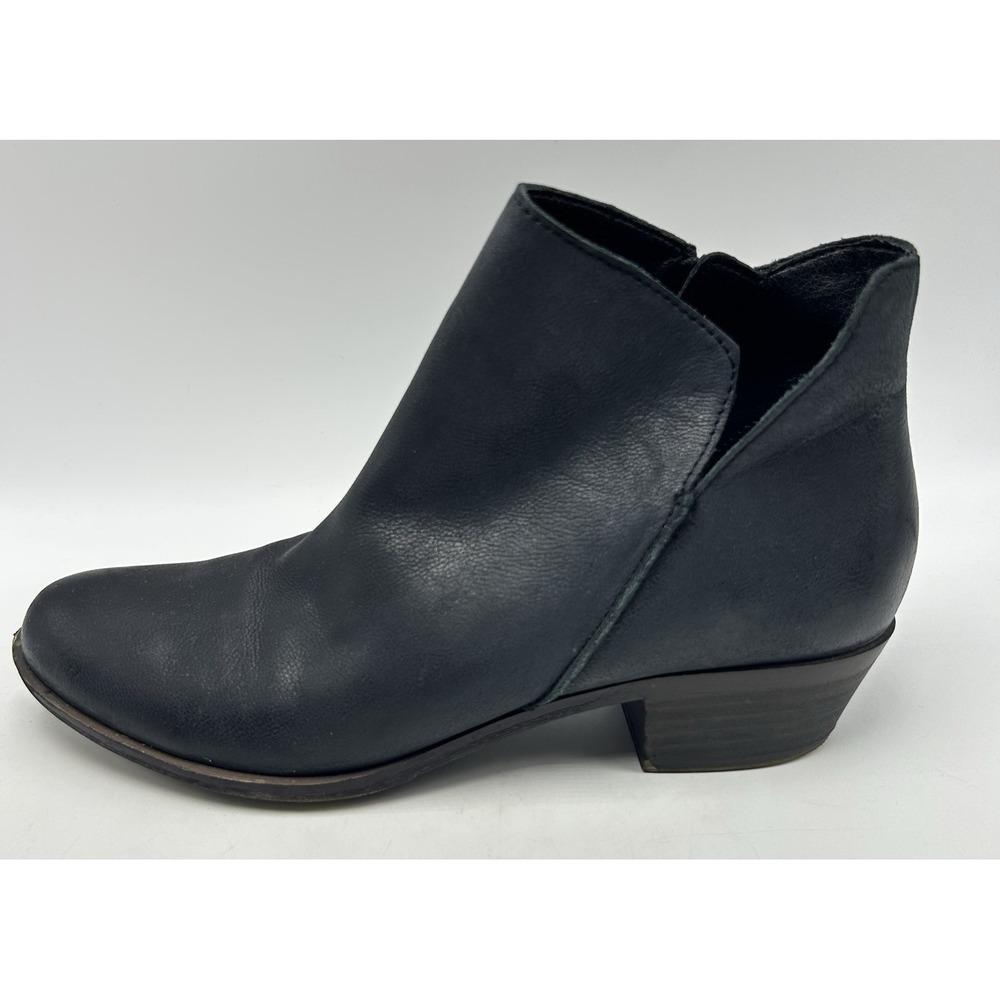 Lucky Brand Bootie Womens 8.5 M Banterr Black Leather Side Zip Ankle Moto Casual